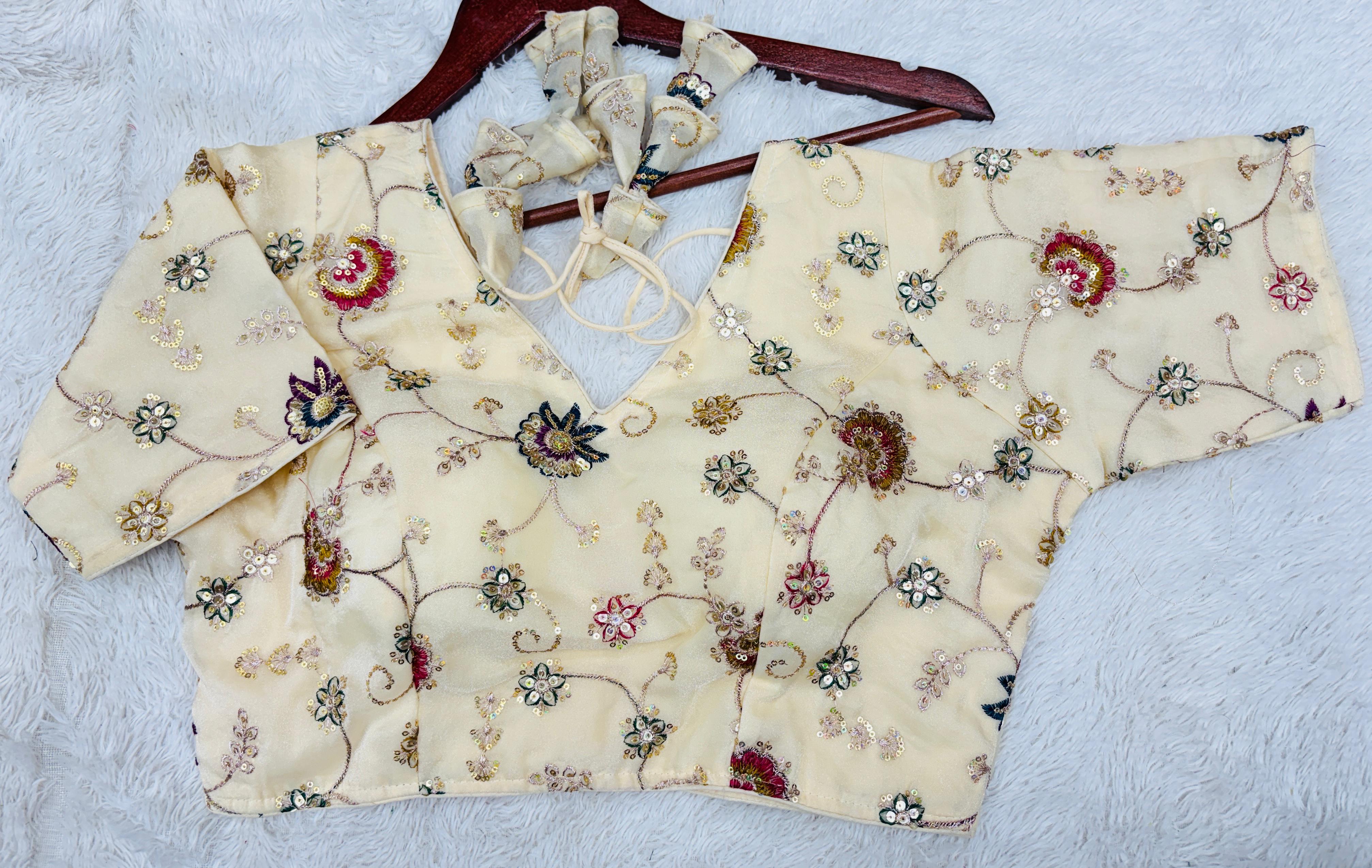 Guddiya Collection - Cream Floral Designer Blouse